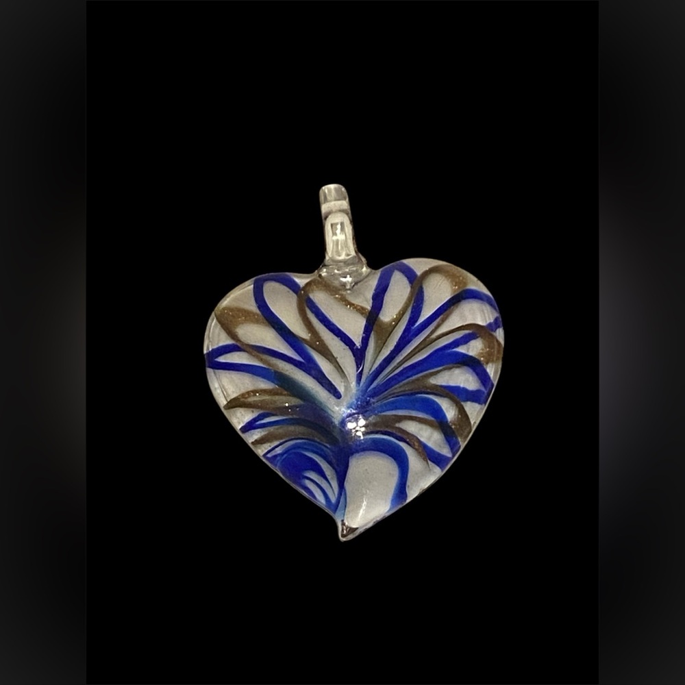 RESERVED π Murano Art Glass Heart Ornament / Pendant - Picture 2 of 7